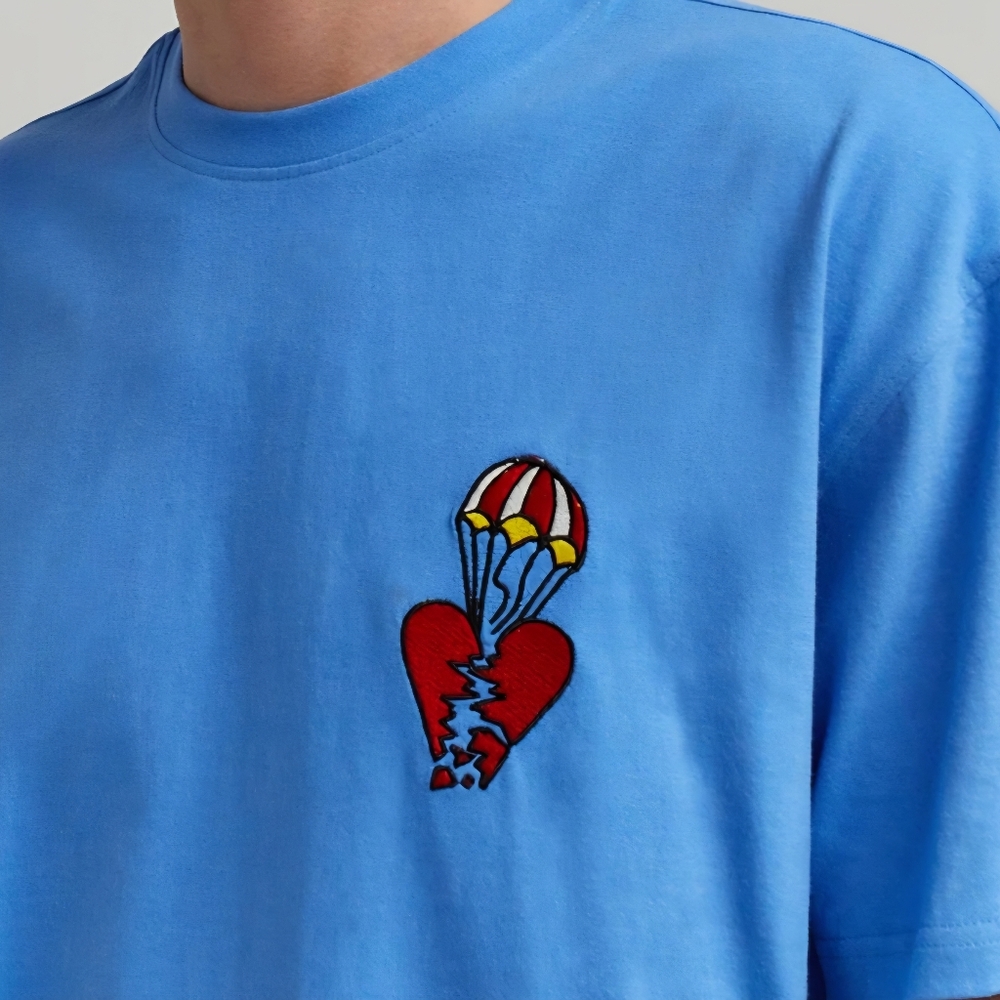 Reason Brand Heart Broken Blue Graphic Short Sleeve Tee Large NWT BA-2719 - Picture 7 of 8